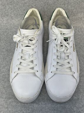Puma Match Vulc Mens White Green Leather Casual Shoes Sneakers Size 10